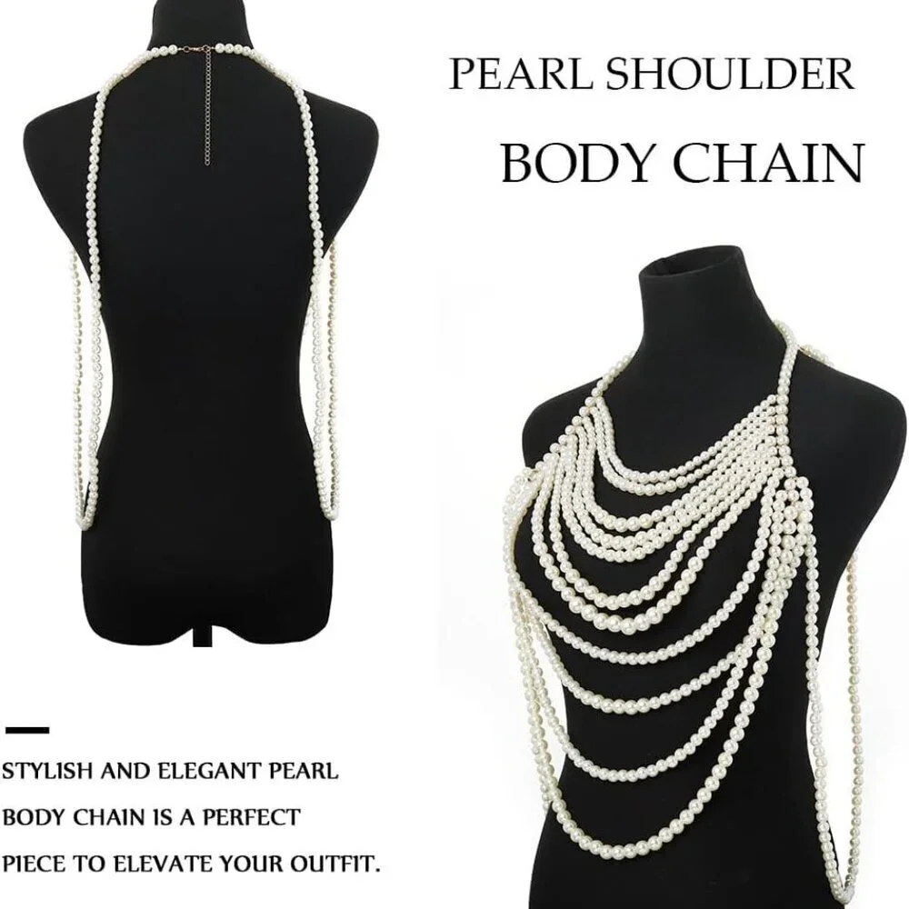 Pearl Body Chain Beaded Jewelry Festival Party Summer Beach Women - Picture 5 of 6